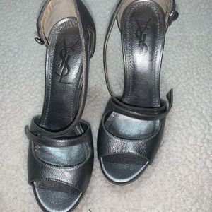 Silver Saint Laurent heels